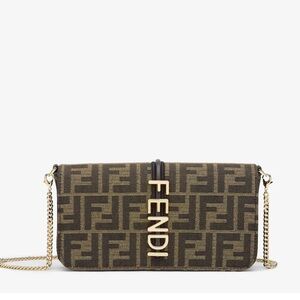 NWT Fendi Fendigraphy Wallet On Chain Brown FF fabric wallet